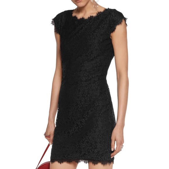 $398 DVF Lace Barbara Zip Zarita Dress Black 12 - Picture 2 of 8